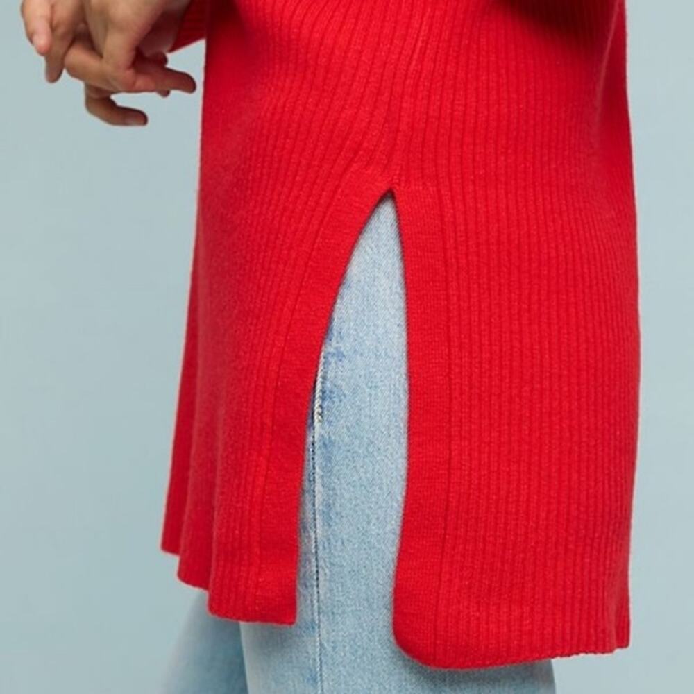 Anthropologie ett:twa Amrita Merino Wool Ribbed Knit Tunic Red Small - Picture 7 of 8